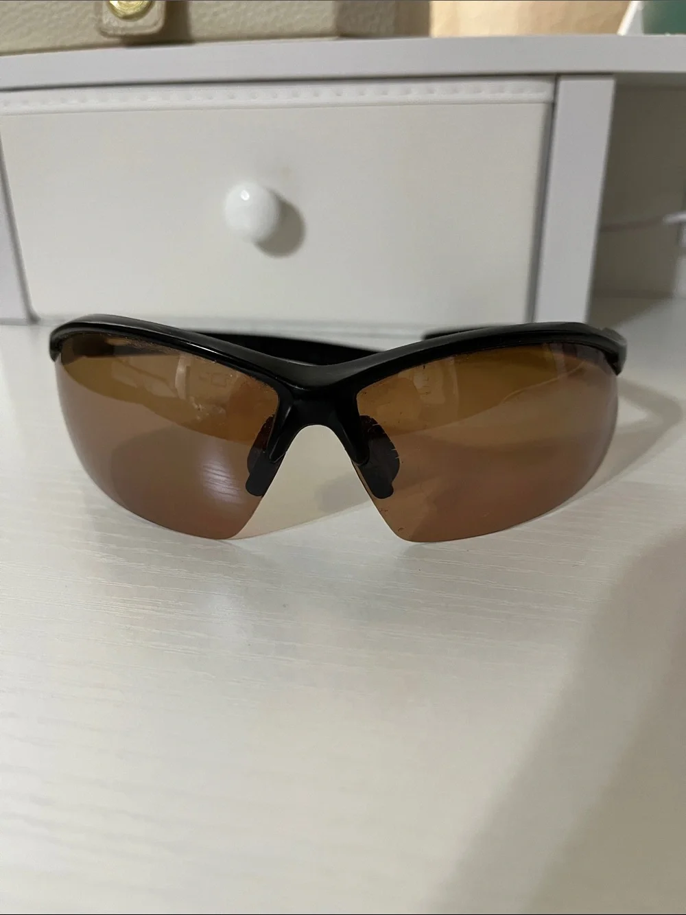 Men's Sport Wrap Sunglasses - Black Frame with Brown Lenses